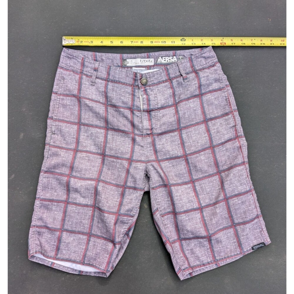 New Ezekiel Men's Versa Hybrid Boardshorts Plaid Blue Red Size 30